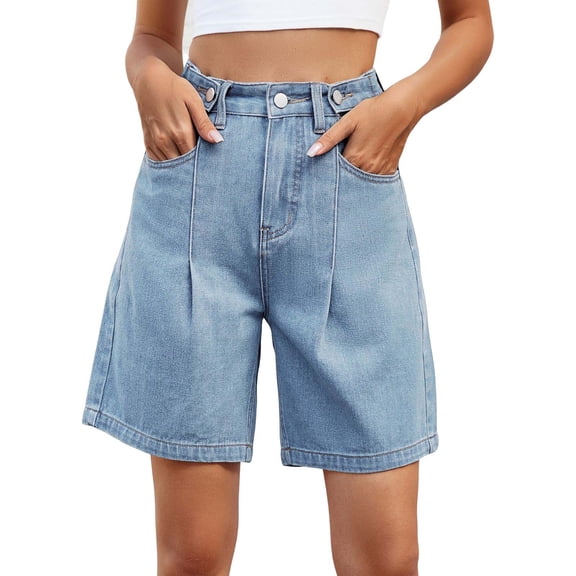 Women's Jean Shorts, Audhol High Waist Denim Adjustable Comfy Demin Womans Shorts Stretchy Jean Shorts Graphic Flowy Summer Shorts for Women Denim Light Blue S