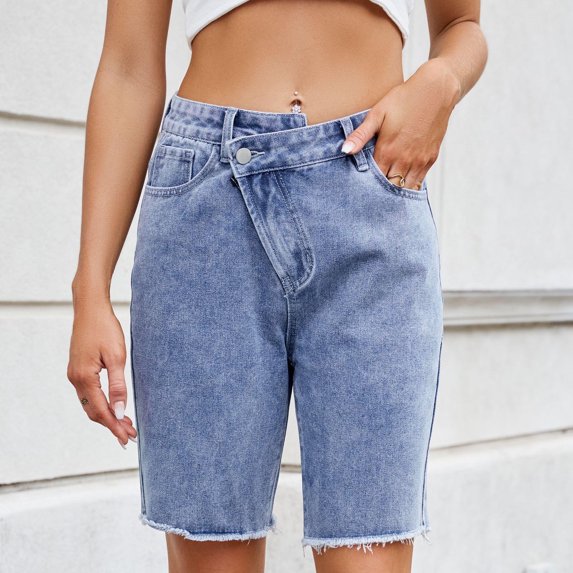 Women's Jean Shorts High Rise High Waisted Casual Button Pocket Denim Shorts