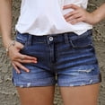 thumbnail image 1 of Women's Jean Shorts High Waisted Size14 Jeans Fashion Middle-waisted Straight Pocket Hole Short Pants, 1 of 7