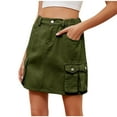 thumbnail image 1 of ZQUUVOU Women's Cargo Denim Skirt Elastic Waist Comfortable Casual Button Short Bodycon Jean Skirt with Flap Pockets Olive Green, 1 of 6