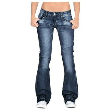 Women's Jeans Clearance Jeans Pants Waist Women Stretch Mid Bell Slim Length Jeans Jeans Flare Women's Jeans