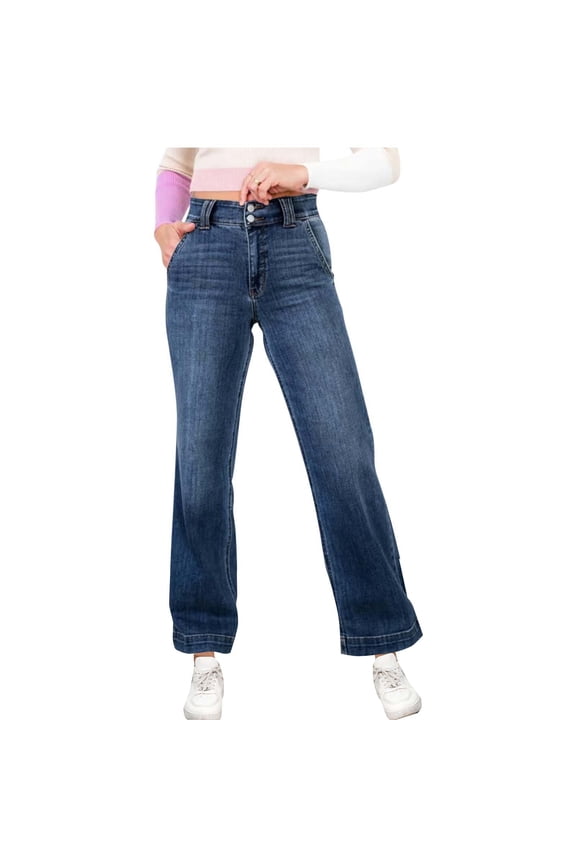 Women's Jeans High Rise Bootcut Fashion Button Zipper Pocket Cowboy Pants Full Length Pants Jeans