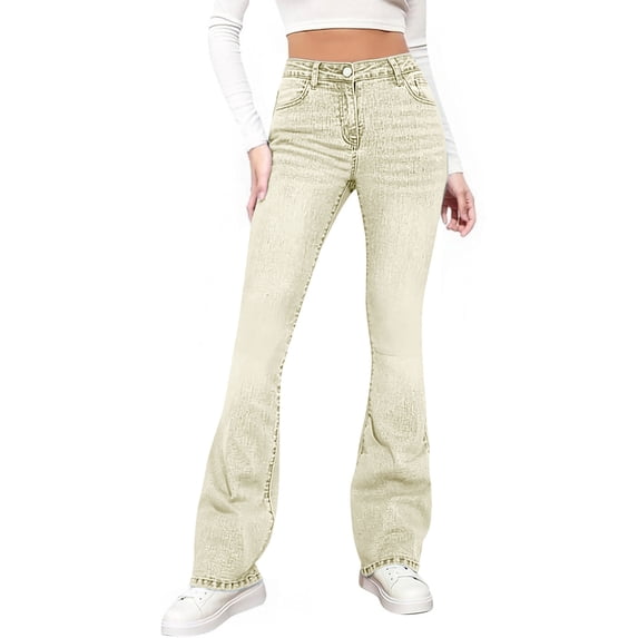 Women's Jeans High Rise Bootcut Slim Fitting High Waisted And Buttocks Up Denim Flared Pants