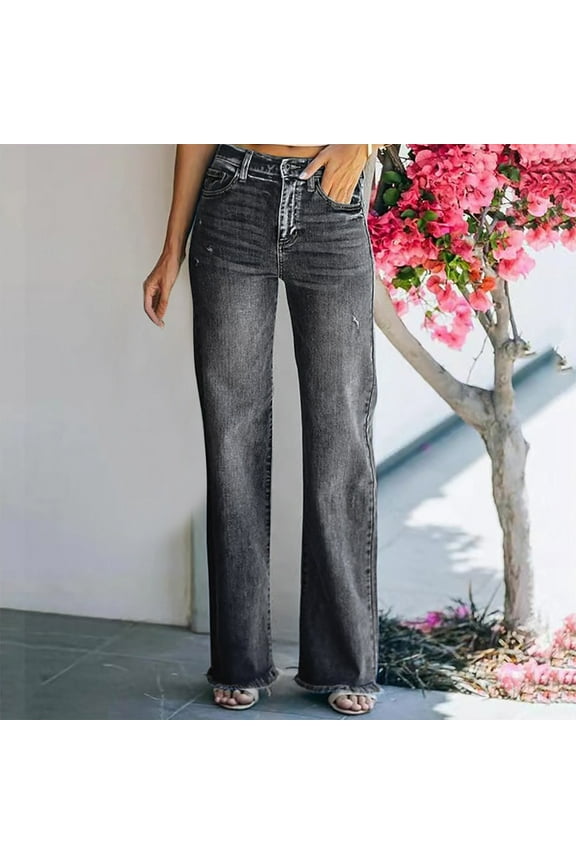 Women's Jeans High Rise Bootcut Staright Leg High Waisted Lacing Loose And Comfortable Stretch Wide Leg Straight Pants