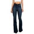 thumbnail image 1 of Women's Jeans High Rise Flare-Leg Jeans Solid Dark Blue Xl, 1 of 5