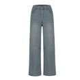 thumbnail image 1 of Women's Jeans High Rise Staright Leg Button Zipper Pockets Length Pants Jeans, 1 of 4