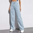 thumbnail image 1 of Women's Jeans High Rise Staright Leg Button Zipper Pockets Length Pants Jeans, 1 of 6
