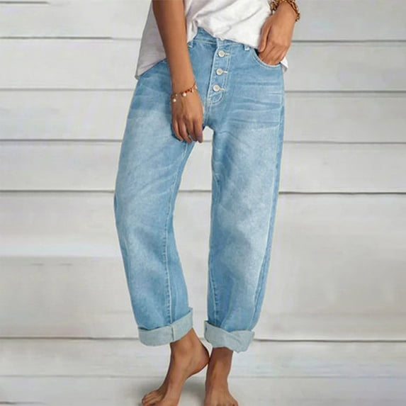 Women's Jeans High Rise Staright Leg High Waist All Straight Leg Wide Leg Pants Jeans