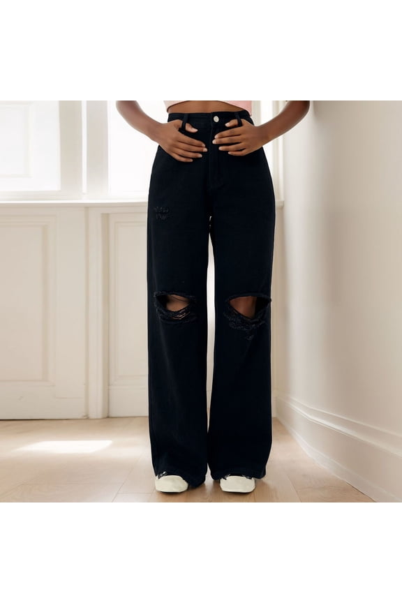 Women's Jeans High Rise Staright Leg Slim Fitting High Waisted And Buttocks Up Denim Flared Pants