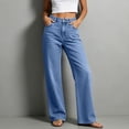 thumbnail image 1 of Women's Jeans High Rise Straight Leg Denim Pants with Pockets Casual Loose Trousers for Work and Daily Wear, 1 of 7
