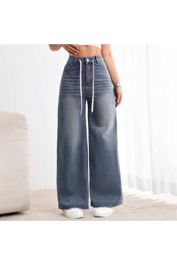 Women's Jeans High Rise Wide Leg Slim Fitting High Waisted And Buttocks Up Denim Flared Pants