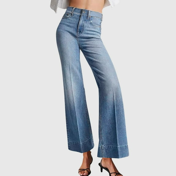 Women's Jeans High Rise Wide LegCasual Large Pocket High Waist Versatile Straight Tube Loose Wide Leg Denim Pants