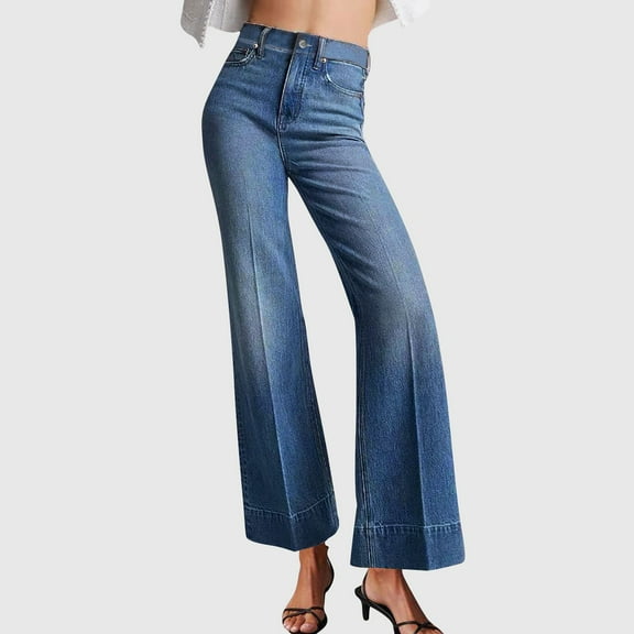 Women's Jeans High Rise Wide LegCasual Large Pocket High Waist Versatile Straight Tube Loose Wide Leg Denim Pants