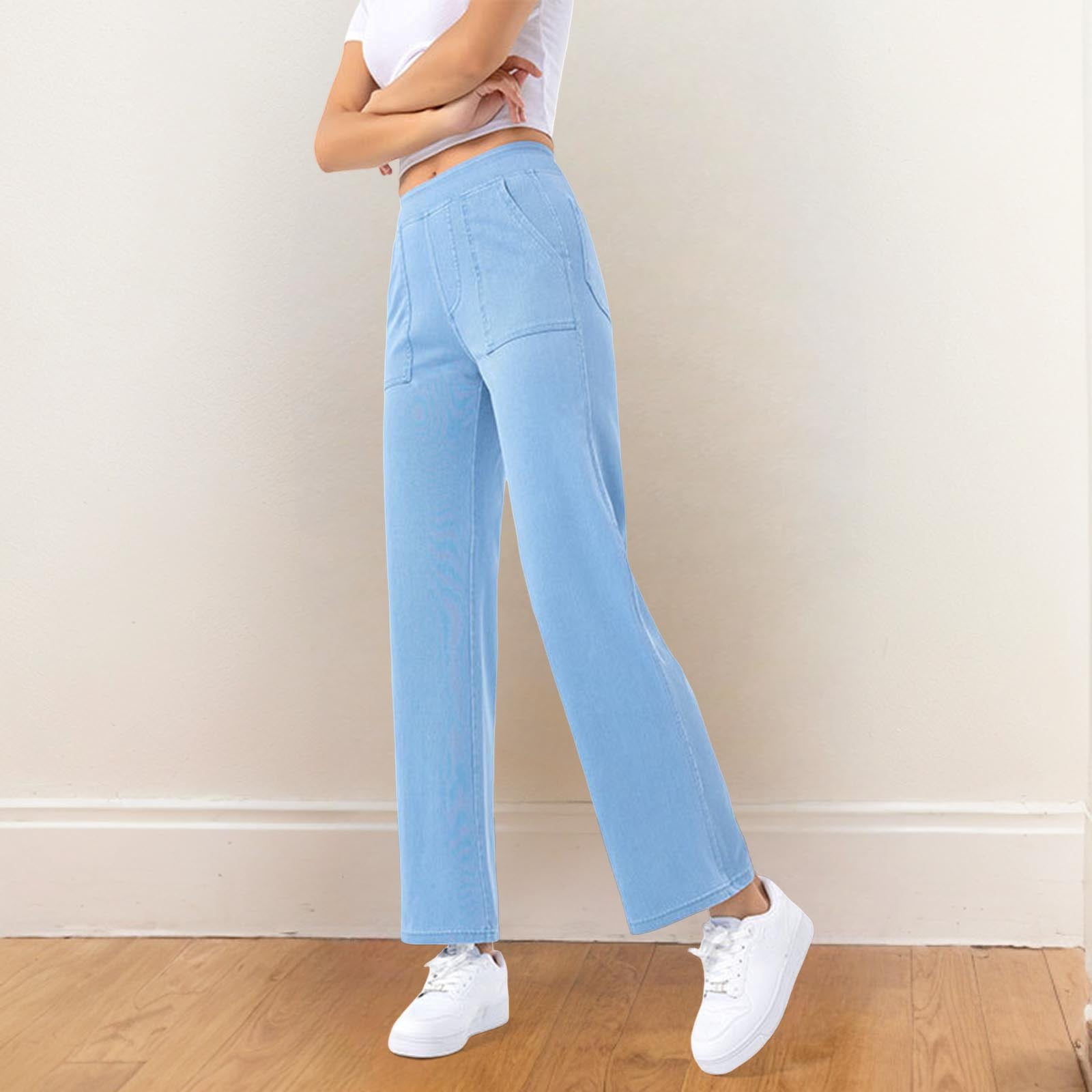 Womens High-waisted Denim Jeans With A Wide Straight Leg