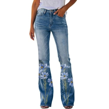 Women's Jeans High Waisted Stretchy Flare Pants Loose Fit Summer Pants Trousers