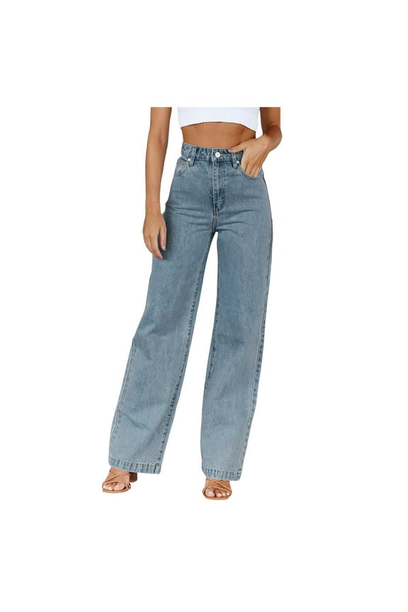 Women's Jeans Jeans Trousers with High Waist E Girl Style Streetwear Casual Vintage Denim Trousers Loose Straight Leisure Trousers