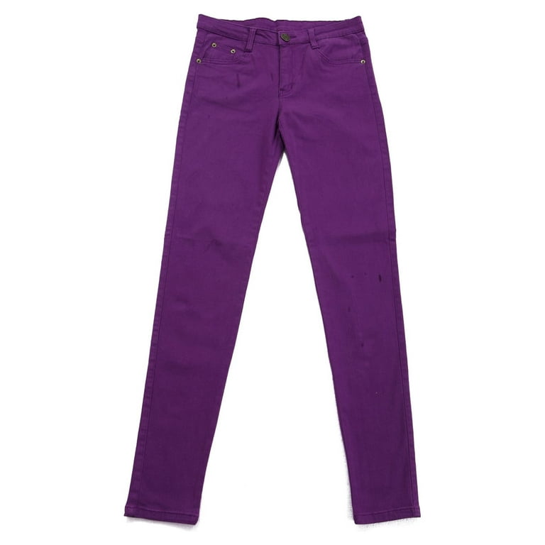 Women's Jeans Jeggings Five Pocket Stretch Denim Pants (Purple, Large) 