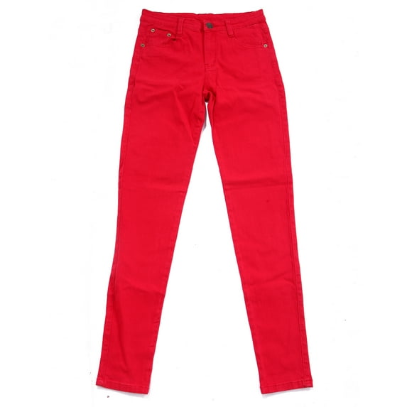 Women's Jeans Jeggings Five Pocket Stretch Denim Pants (Red, Small)
