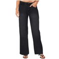 thumbnail image 1 of Women's Jeans Solid Color Button Zipper Pockets Length Pants Black Wide Leg Denim Pants XL, 1 of 6