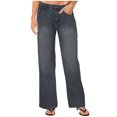 thumbnail image 1 of Women's Jeans Solid Color Button Zipper Pockets Length Pants Gray Wide Leg Pants L, 1 of 6