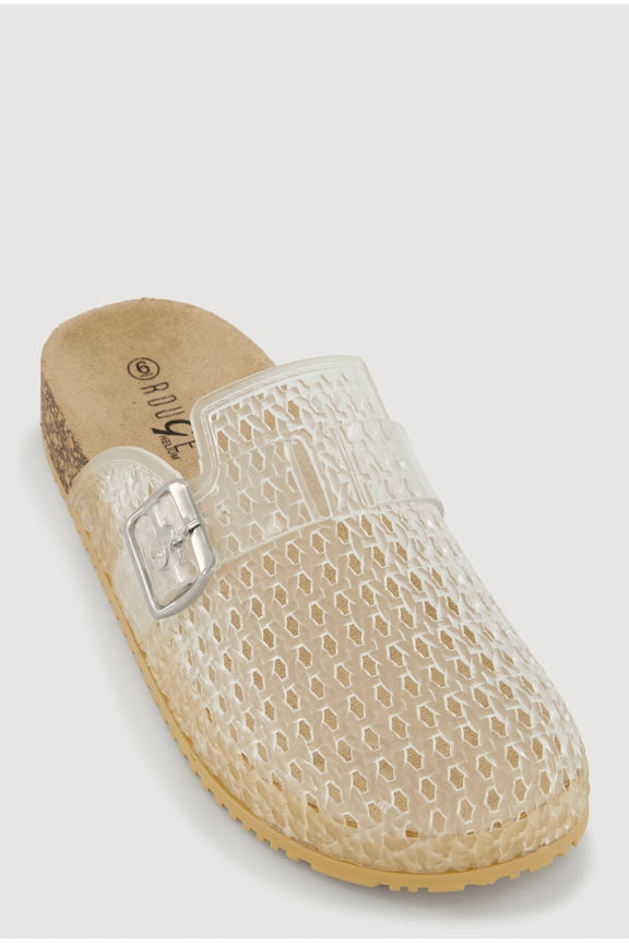 Women's Jelly Buckle Detail Footbed Clogs