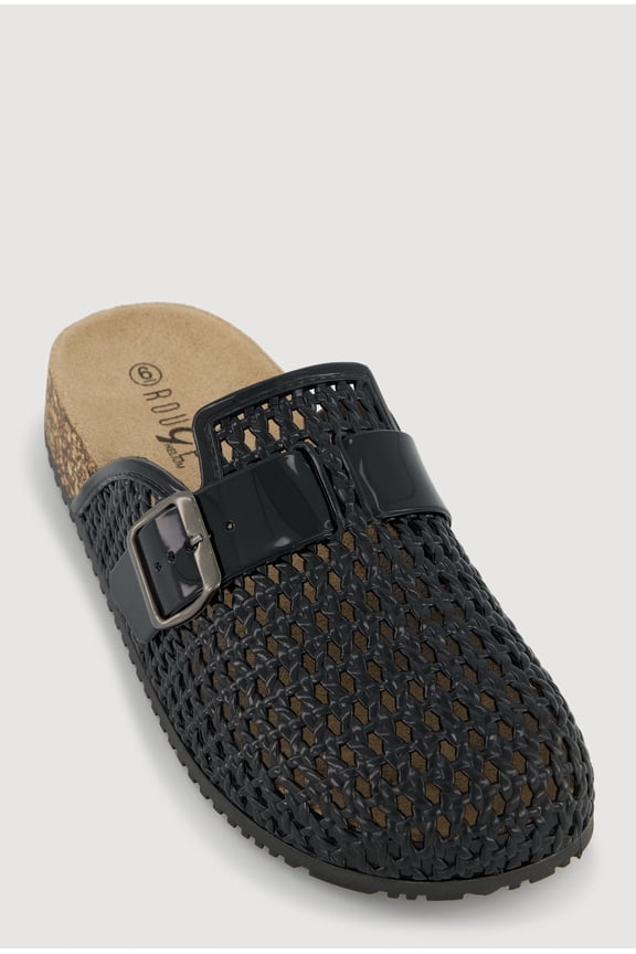 Women's Jelly Buckle Detail Footbed Clogs