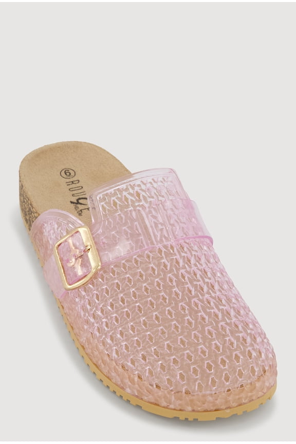 Women's Jelly Buckle Detail Footbed Clogs