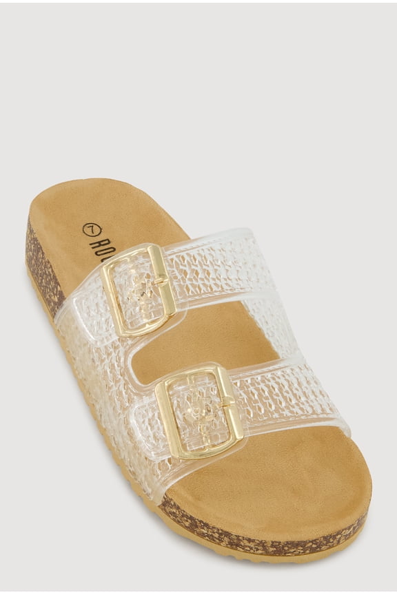 Women's Jelly Double Buckle Band Footbed Sandals