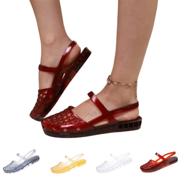 Women’s Jelly Sandals Breathable Mesh Slip On Lightweight Casual Summer Garden Beach Shoes,Red 41