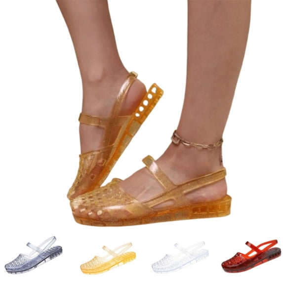 Women’s Jelly Sandals Breathable Mesh Slip On Lightweight Casual Summer Garden Beach Shoes,Yellow 37