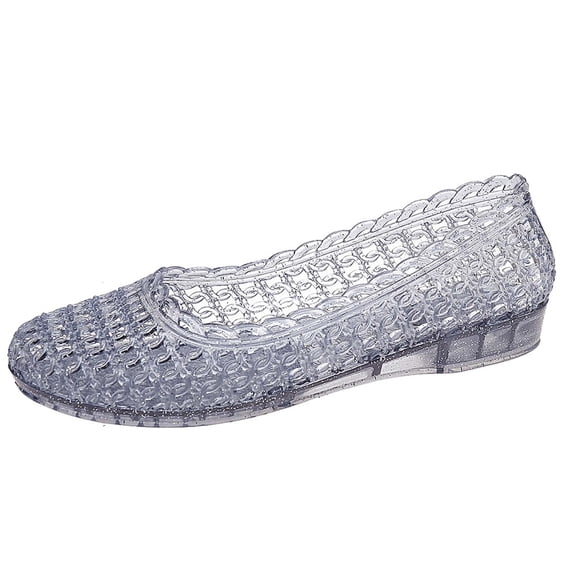 Women's Jelly Sandals Mesh Flats Breathable Lightweight Clear Hollow Jelly Shoes for Women