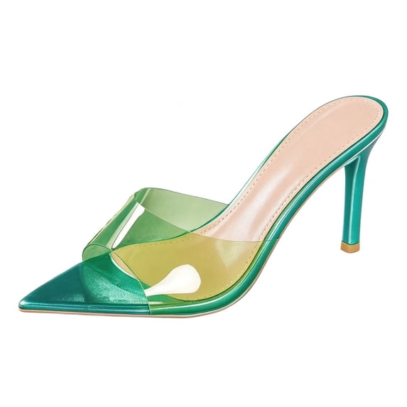 Women's Jelly Slide On High Heels Solid Color Casual Shoes