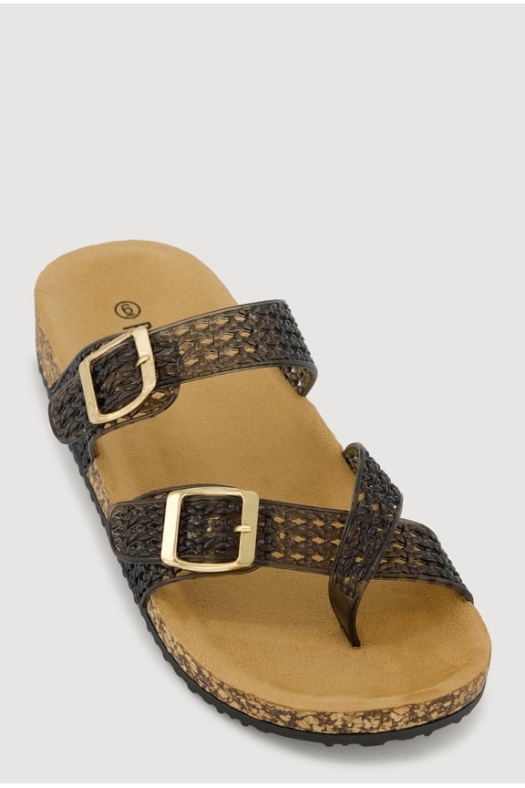 Women's Jelly Toe Loop Buckle Detail Footbed Sandals