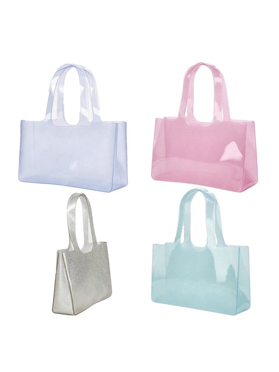 Women's Jelly Tote Bag, Glossy Transparent PVC Shoulder Handbag, Large Capacity Shopping Bag, Gifts for Women Mother Mom