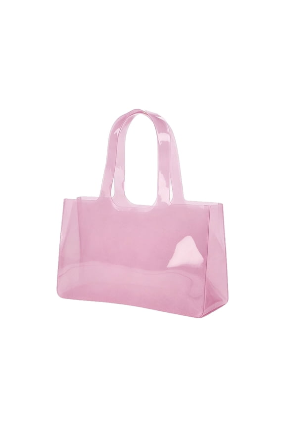 Women's Jelly Tote Bag, Macaron Pastel Color Waterproof Lightweight Handbag, Stylish for Beach, Travel, Shopping & Daily Use, Pink