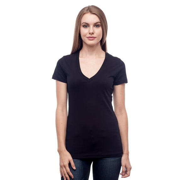 Women's Jersey Deep V-Neck Short Sleeve T-Shirt