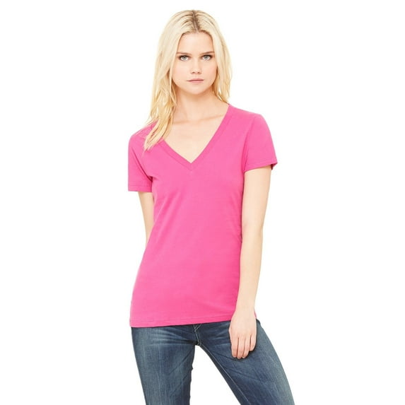 Women's Jersey Deep V-Neck Short Sleeve T-Shirt