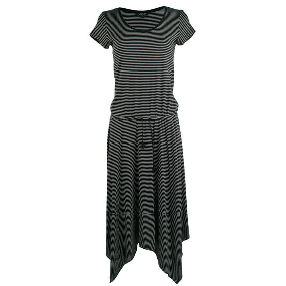 Women's Jersey Handkerchief Dress-BLK-L