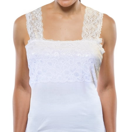 Teri Lace Layering Camisole, White S, Style 1506