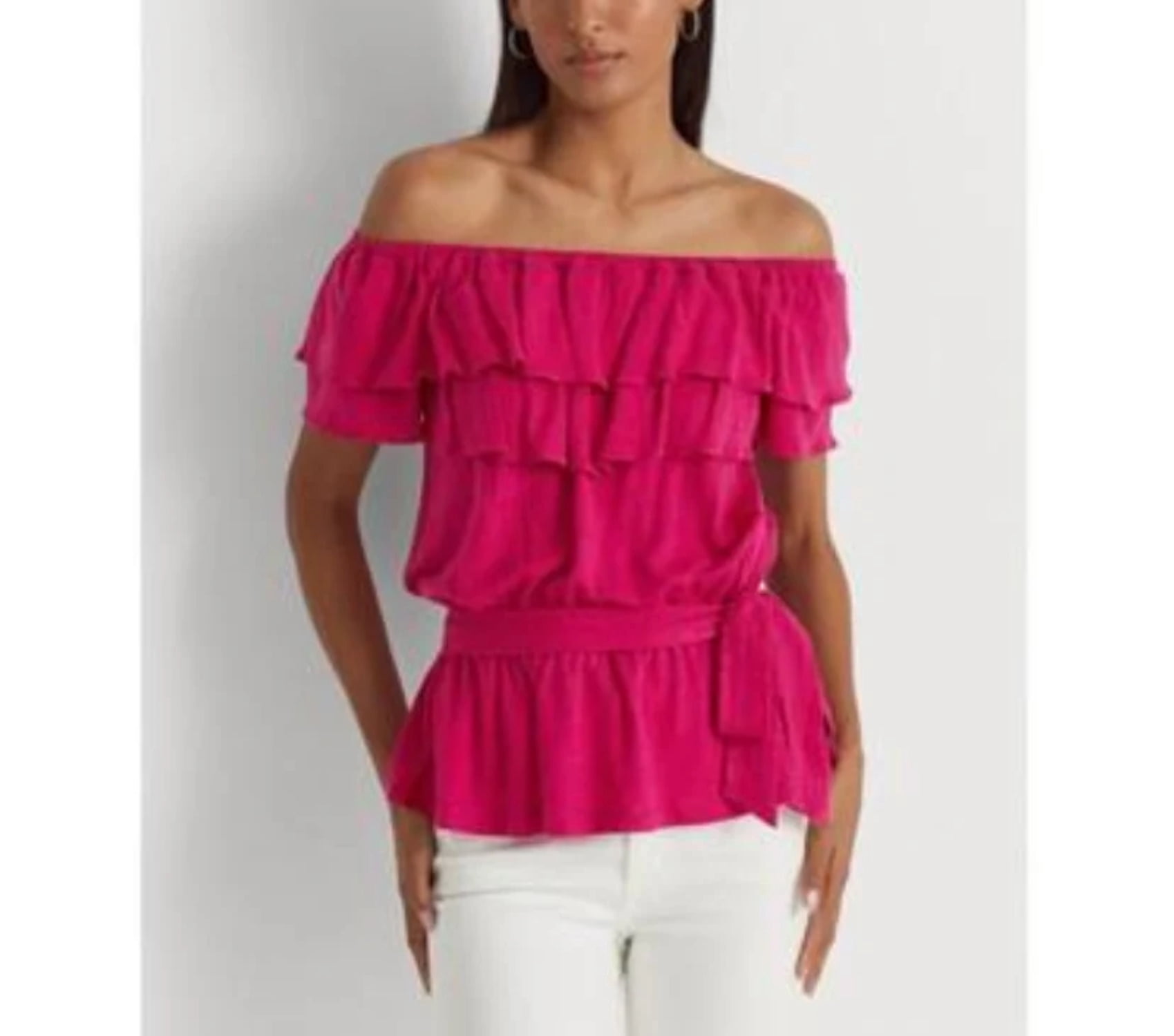 Women's Jersey Off The Shoulder Blouse Top Sport Pink Medium — free download