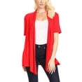 thumbnail image 1 of Women's Solid & Printed Short Sleeves Open Front Draped Cardigan, 1 of 6