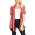 thumbnail image 1 of Women's Jersey Short Sleeve Solid Open Front Draped Casual Work Office Wear Cardigan MADE IN USA (S-3XL), 1 of 5