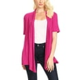 thumbnail image 1 of Women's Jersey Short Sleeve Solid Open Front Draped Casual Work Office Wear Cardigan (S-3XL), 1 of 5