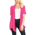 thumbnail image 1 of Women's Jersey Short Sleeve Solid Open Front Draped Casual Work Office Wear Cardigan (S-3XL), 1 of 5