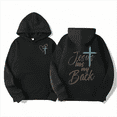 thumbnail image 1 of Women's "Jesus Has My Back" Graphic Breathable Hoodie Casual Comfortable Hooded long-sleeved Black S-2XL, 1 of 7