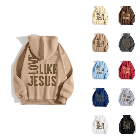 Women's Jesus Hoodie 2025 Love Like Jesus Christian Hooded Sweatshirt Fall Winter Y2K Graphic Pullover Top with Pockets