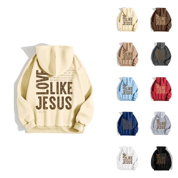 Women's Jesus Hoodie 2025 Love Like Jesus Christian Hooded Sweatshirt Fall Winter Y2K Graphic Pullover Top with Pockets