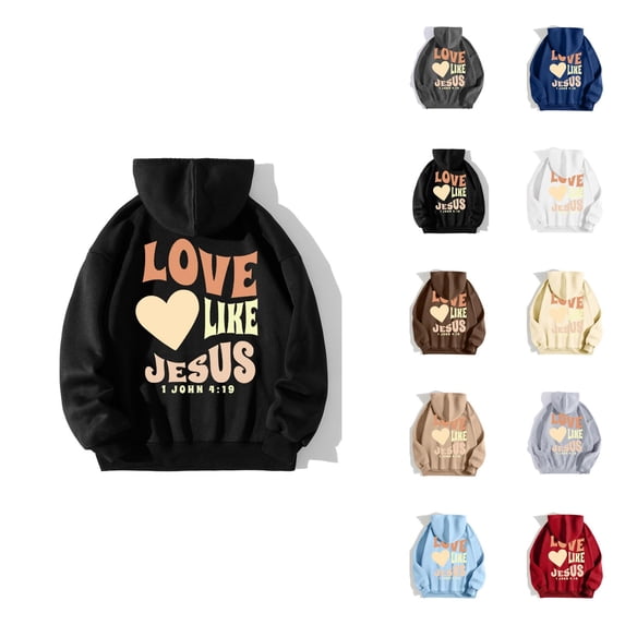 Women's Jesus Hoodie 2025 Trendy Fall Winter Long Sleeve Christian Bible Verse Hooded Sweatshirt with Pockets Pullover Top