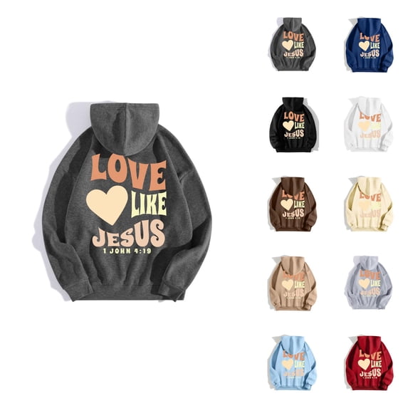 Women's Jesus Hoodie 2025 Trendy Fall Winter Long Sleeve Christian Bible Verse Hooded Sweatshirt with Pockets Pullover Top