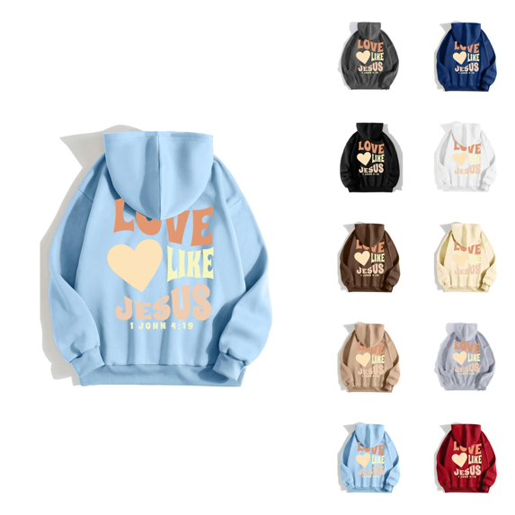 Women's Jesus Hoodie 2025 Trendy Fall Winter Long Sleeve Christian Bible Verse Hooded Sweatshirt with Pockets Pullover Top